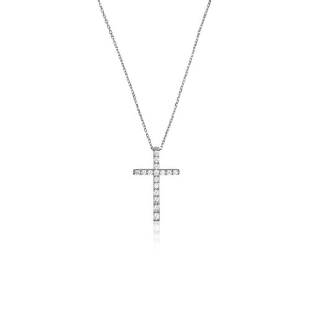 NWT Madonna Cross Necklace // Sterling Silver + CZ